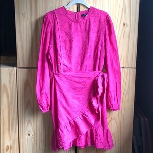 J.Crew hot pink embroidered dress.